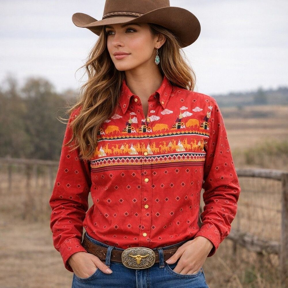 Cruel Denim Cruel Girl Women’s Western Pearl Snap Blouse Shirt Size Medium